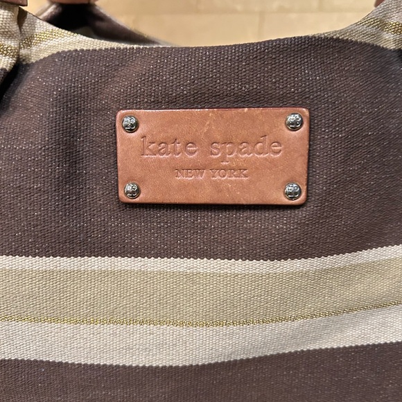 Kate Spade Stevie Brown And Beige Nylon Patent Trim Bag Tote, - Picture 8 of 10